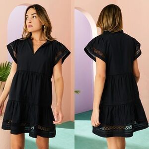 NWOT Marie Oliver Day Dress Cotton Silk Black S